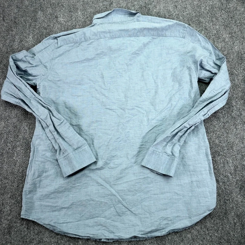 Theory Shirt Men's XL Light Blue Edward Essential Linen Cotton Blend Button Down